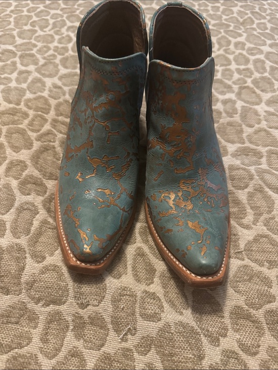 Ariat Shoes - Teal and Bronze Western Ariat Ankle Boots - Women 8 1/2